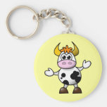 Vache mignonne à bande dessinée porte-clef