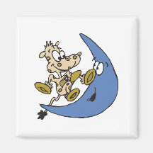 vache mignonne sautant par-dessus la lune aimant pour réfrigérateur