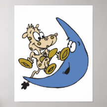 vache mignonne sautant par-dessus la lune posters
