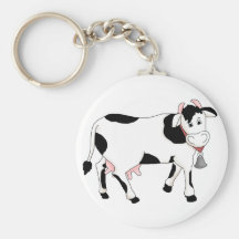 Vache noire et blanche porte-clés