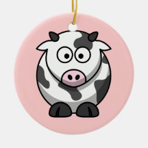 Vache ronde de bande dessinée à nez drôle de rose décorations de noël