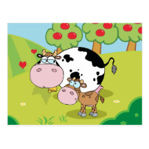 Vaches sur la carte postale de ferme