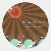 Vagues de cool et cadeau de Brown Sun/autocollant 