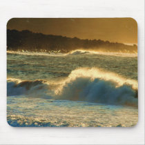 Vagues de coucher du soleil tapis de souris