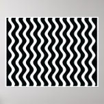Vagues noires et blanches deux d'art op affiche