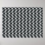 Vagues noires et blanches une d'art op affiche