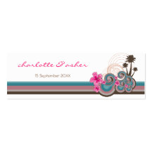 Vagues tropicales et étiquette rose de cadeau de M Modèle De Carte De Visite
