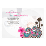 Vagues tropicales et faire-part de mariage rose de