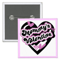 Valentine de la maman rose et noire de coeur badge avec épingle