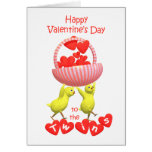 Valentine pour le panier de coeurs de poussins de  cartes de vœux
