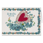 Valentine saluant avec le coeur carte de vœux