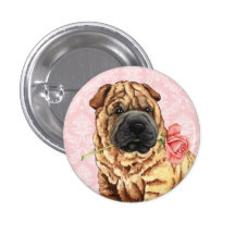 Valentine Shar-Pei rose Pin's Avec Agrafe