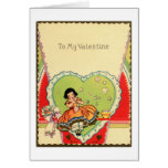 Valentine vintage avec du charme avec la jolie fil carte