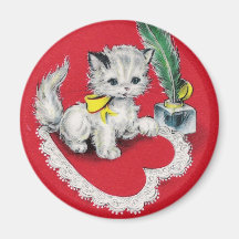 Valentine vintage Kitty Magnets
