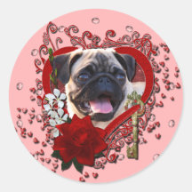 Valentines - clé à mon coeur - carlin autocollant