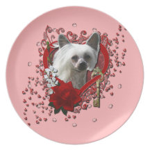 Valentines - clé à mon coeur - Chinois Crested Assiette Pour Soirée