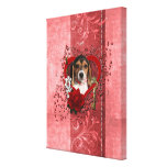 Valentines - clé à mon coeur - chiot de beagle toiles tendues sur châssis