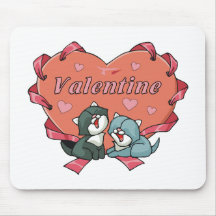 Valentines d'amoureux des chats tapis de souris