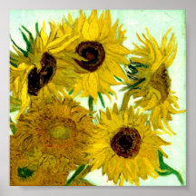 Van Gogh : Beaux-arts de cru de tournesols du vase Affiche
