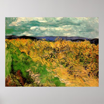 Van Gogh ; Bleuets de champ de blé, ferme vintage Affiche
