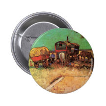Van Gogh ; Campement des gitans avec des caravanes Badges