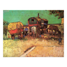 Van Gogh ; Campement des gitans avec des caravanes Invitations Personnalisées