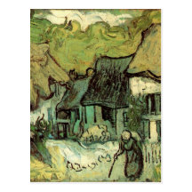 Van Gogh ; Cottages couverts de chaume Jorgus, Cha Cartes Postales