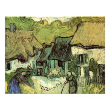 Van Gogh ; Cottages couverts de chaume Jorgus, Cha Invitations Personnalisées