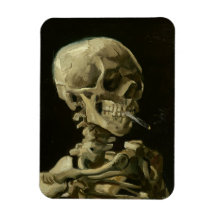 Van Gogh - crâne avec la cigarette brûlante Magnet Souple