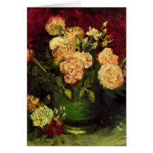 Van Gogh ; Cuvette avec des pivoines et des roses Carte De Vœux