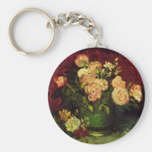Van Gogh ; Cuvette avec des pivoines et des roses Porte-clés