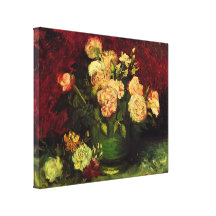 Van Gogh ; Cuvette avec des pivoines et des roses Toiles Tendues Sur Châssis