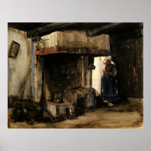 Van Gogh ; Femme par un foyer, impressionisme vint Affiches