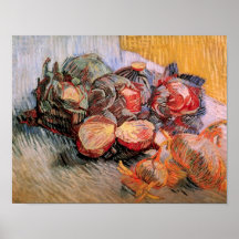 Van Gogh - la vie toujours avec les choux rouges e Affiche
