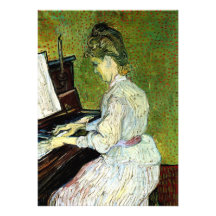 Van Gogh ; Marguerite des prés Gachet au piano, ar Carton D'invitation