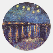 Van Gogh ; Nuit étoilée au-dessus du Rhône, art vi Autocollants Ronds