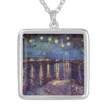 Van Gogh ; Nuit étoilée au-dessus du Rhône, art vi Collier Personnalisé