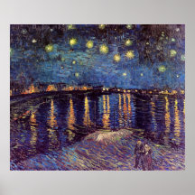 Van Gogh ; Nuit étoilée au-dessus du Rhône, art vi Affiche