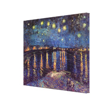 Van Gogh ; Nuit étoilée au-dessus du Rhône, art vi Impression Sur Toile