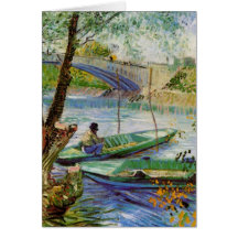 Van Gogh pêchant au printemps, beaux-arts vintages Cartes