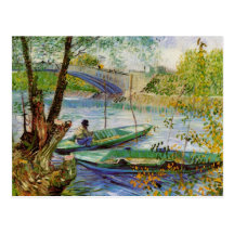 Van Gogh pêchant au printemps, beaux-arts vintages Cartes Postales