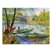 Van Gogh pêchant au printemps, beaux-arts vintages Invitations Personnalisées