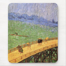 Van Gogh - pont de Japonaiserie sous la pluie Tapis De Souris