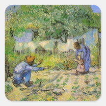 Van Gogh, premières étapes, art vintage d'impressi Autocollants Carrés