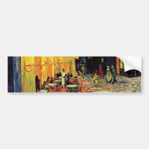 Van Gogh ; Terrasse de café la nuit, beaux-arts vi Autocollant Pour Voiture