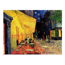 Van Gogh ; Terrasse de café la nuit, beaux-arts vi Cartes Postales