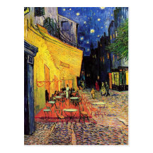 Van Gogh ; Terrasse de café la nuit, beaux-arts vi Carte Postale