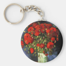 Van Gogh ; Vase avec les pavots rouges, fleurs vin Porte-clés