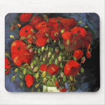 Van Gogh ; Vase avec les pavots rouges, fleurs vin Tapis De Souris