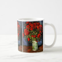 Van Gogh ; Vase avec les pavots rouges, fleurs vin Mugs À Café